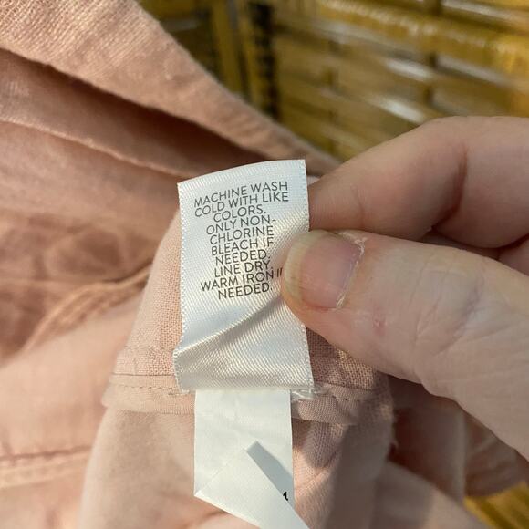 J. Jill Linen Blend Long Blazer Light Pink Roll tab Sleeve Jacket 1X open front - Picture 6 of 8